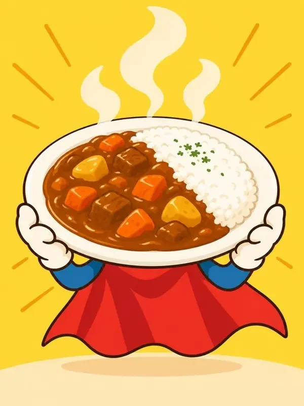 咖喱饭救世界封面插画：世界上最后一碗咖喱饭，在拯救所有人。
